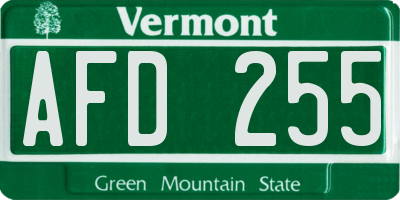 VT license plate AFD255