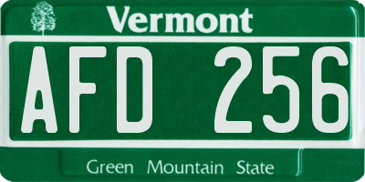 VT license plate AFD256