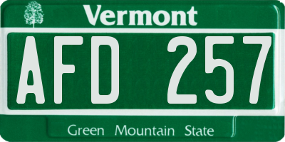 VT license plate AFD257