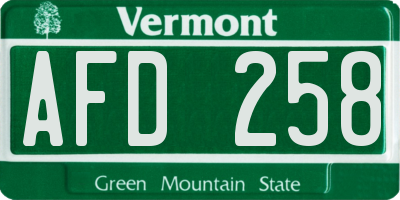 VT license plate AFD258