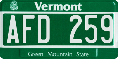 VT license plate AFD259