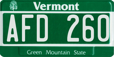 VT license plate AFD260