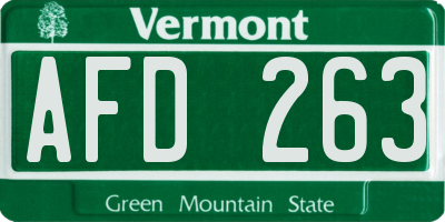 VT license plate AFD263