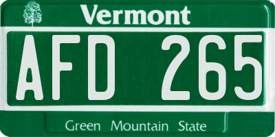 VT license plate AFD265