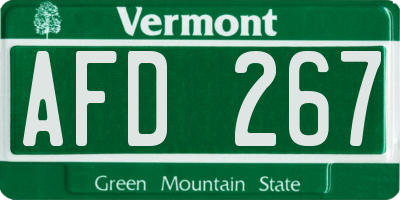 VT license plate AFD267