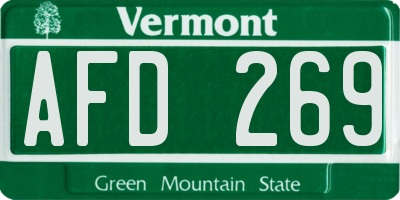 VT license plate AFD269
