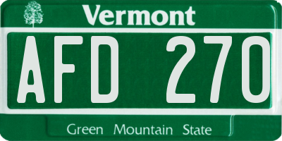 VT license plate AFD270