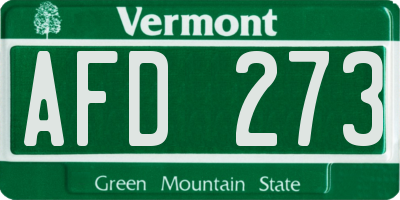 VT license plate AFD273
