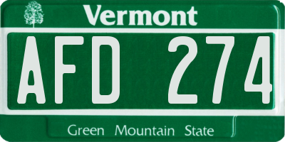 VT license plate AFD274