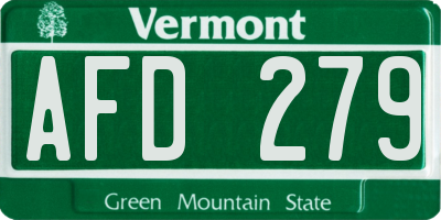 VT license plate AFD279