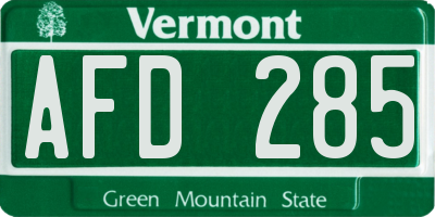 VT license plate AFD285