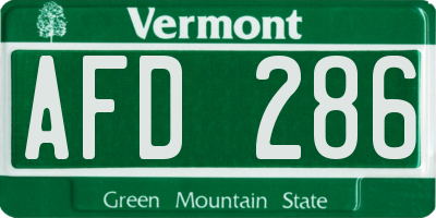 VT license plate AFD286