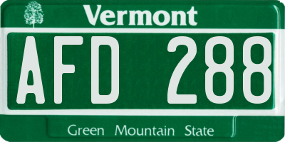 VT license plate AFD288