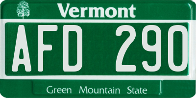 VT license plate AFD290