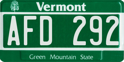 VT license plate AFD292