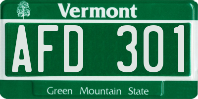 VT license plate AFD301