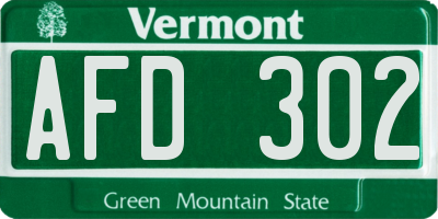 VT license plate AFD302