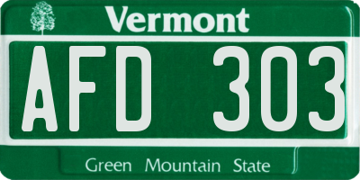 VT license plate AFD303