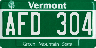 VT license plate AFD304