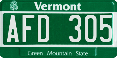 VT license plate AFD305