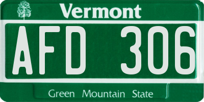 VT license plate AFD306