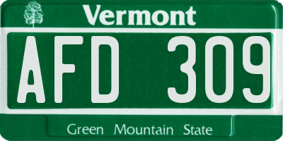 VT license plate AFD309