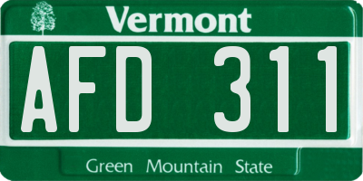 VT license plate AFD311