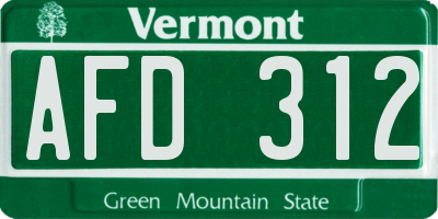 VT license plate AFD312