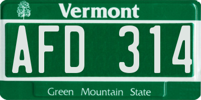 VT license plate AFD314