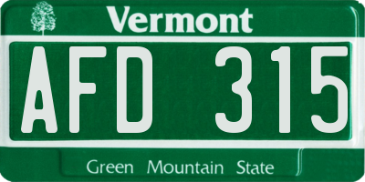 VT license plate AFD315