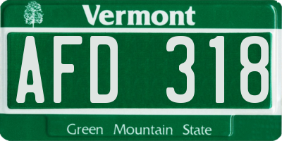 VT license plate AFD318