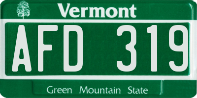 VT license plate AFD319