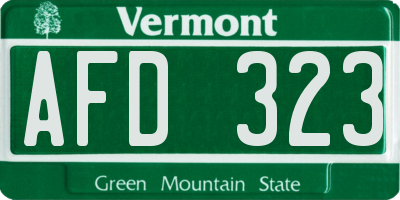 VT license plate AFD323