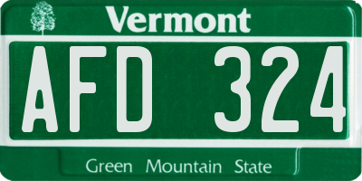 VT license plate AFD324