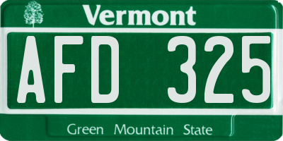 VT license plate AFD325