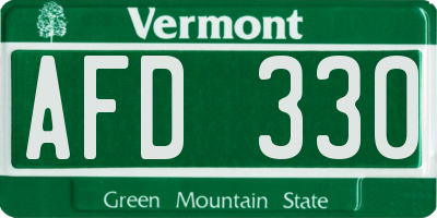 VT license plate AFD330