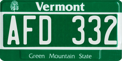 VT license plate AFD332