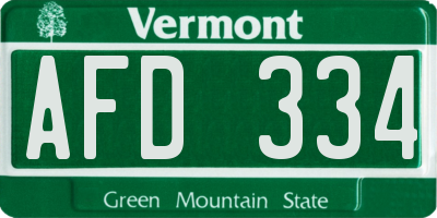 VT license plate AFD334