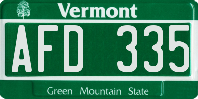 VT license plate AFD335