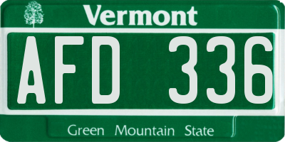 VT license plate AFD336