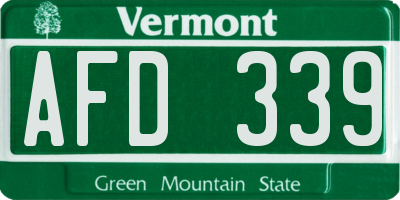 VT license plate AFD339