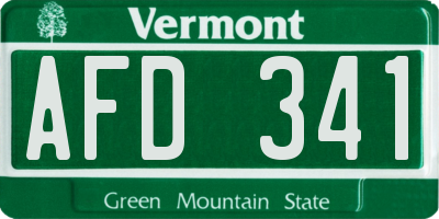 VT license plate AFD341