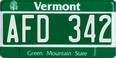 VT license plate AFD342