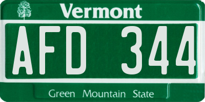 VT license plate AFD344