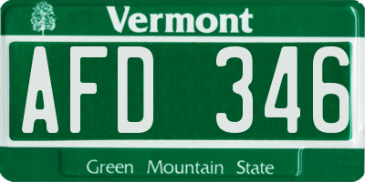 VT license plate AFD346