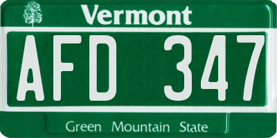 VT license plate AFD347