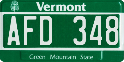 VT license plate AFD348
