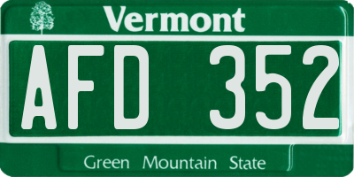 VT license plate AFD352