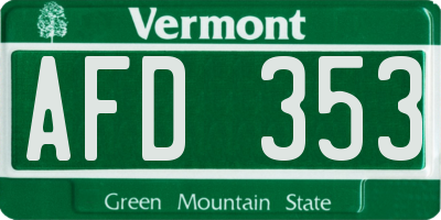 VT license plate AFD353