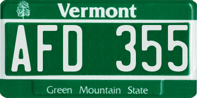 VT license plate AFD355
